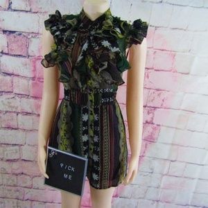 Twenty One Boho Ruffle Chest Sheer Back Dress S